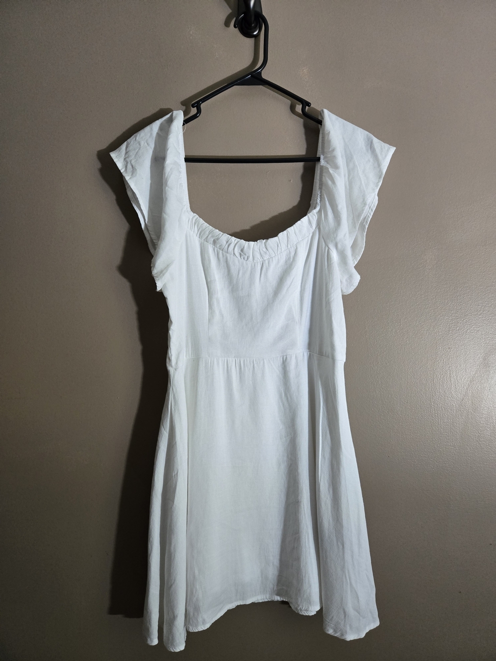 Trixxi White Flutter Sleeve Gauze Mini Sundress - Size Medium